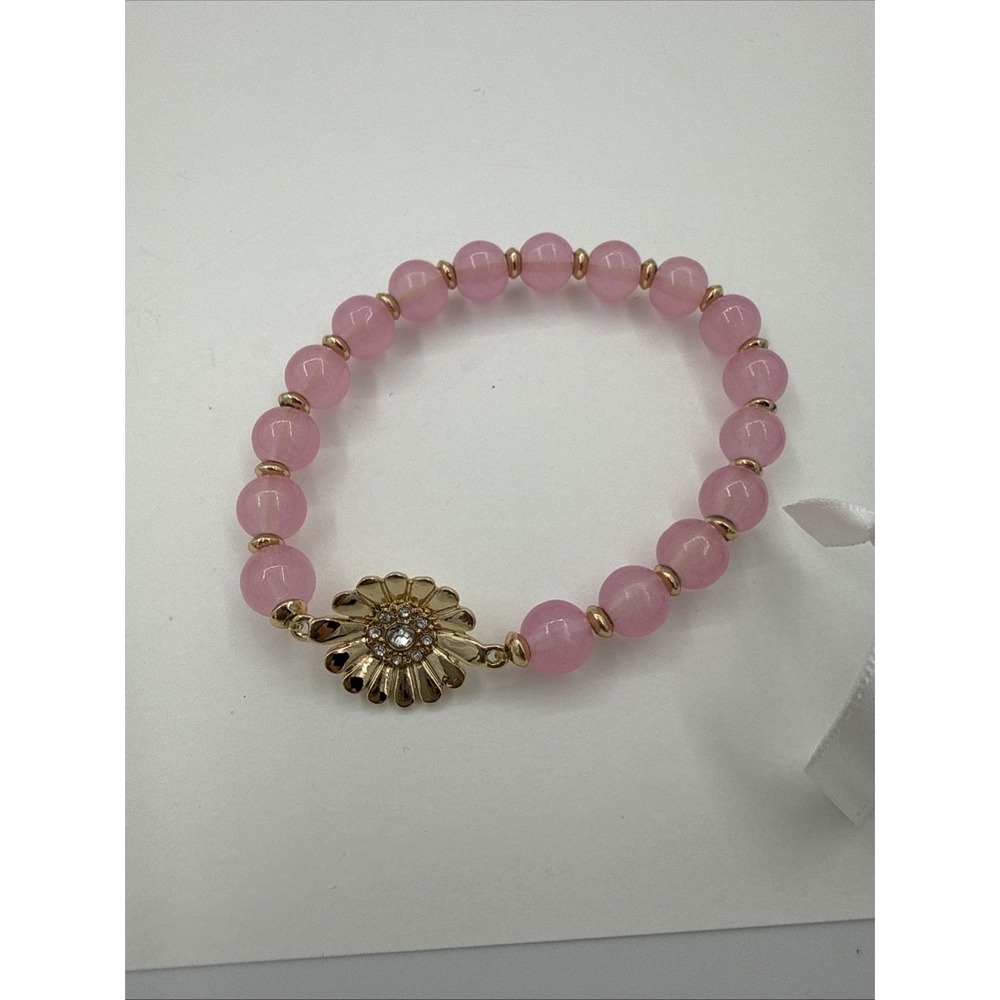 Lilly Pulitzer Pink Bead Daisy Charm Bracelet